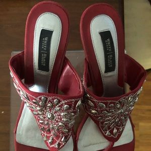 White Black Market red sparkly Sandel wedge